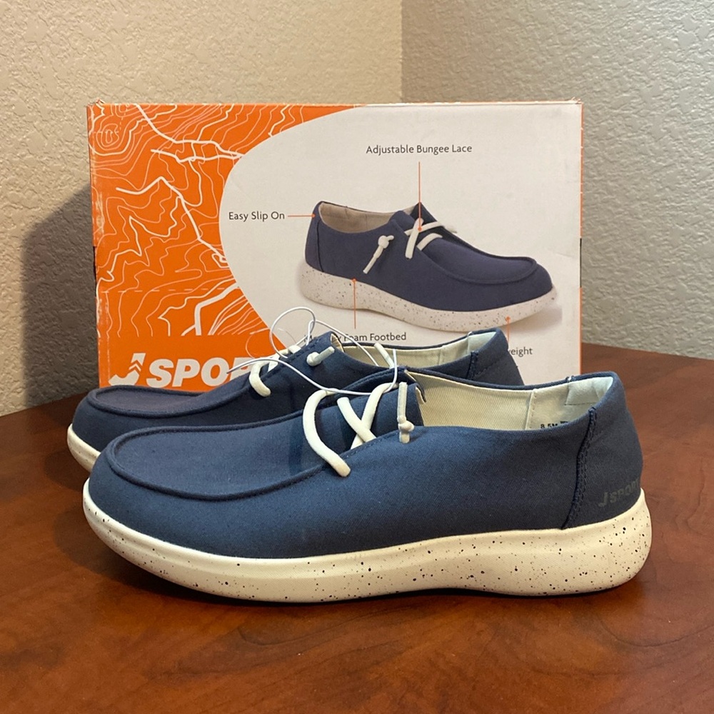 (CLEAR OUT PRICE!!!)Jsport  Women's Light Weight Slip-On Canvas Shoe (BLUE )
